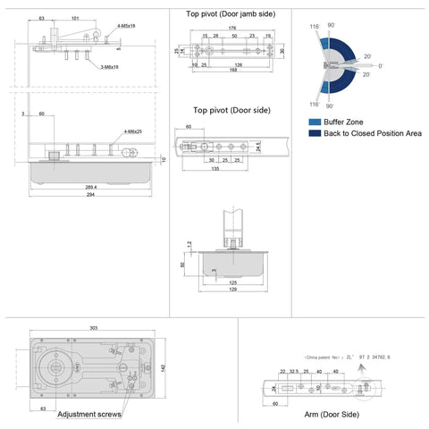 Spring Hinge Dimensions Floor Spring Hinge For Frame Glass Doors