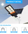 1200W Solar Street Light Outdoor Led Flood Light 30000 Lumens Beast Mode Bright Daylight With Remote Control mounted on pole