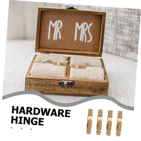 Low Profile Solid Brass Invisible Barrel Hinges For Jewelry Boxes And Cabinets 25 Pack on wooden box with rings