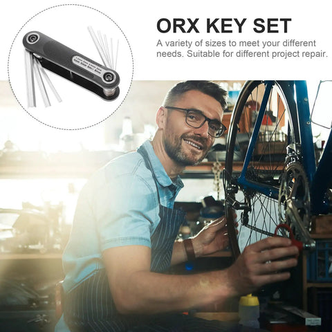 Compact Folding Hex Key Set With 8pcs Multi Size Wrenches And Flat Screwdrivers For Handy Bike Fix Ups Tool Kit That Fits In Any Toolbox used on bicycle repair