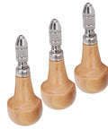Heavy Duty Three Piece Pin Vise Set Featuring Solid Wood Handle Chuck Gravers Ideal For Jewelry Making Watch Repair And Amazingly Reliable Craft Repairs with metal chuck and wooden handles.