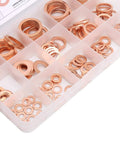 Solid 150 Pack Red Copper Gasket Washers M5 To M22 Perfect For Car Sealing Jobs Oil Water Fuel Hydraulic Connections That Keep You From Leaking Or Stressing No More Drips Just Quality Seals That Last!, assorted washers in organizer box