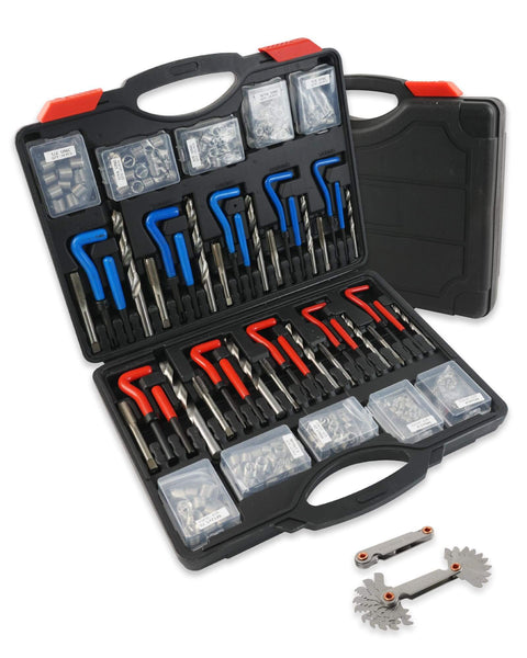 Pro Grade 263 Piece Helicoil Thread Repair Kit For SAE And Metric Threads With HSS Drill Restorer in open case