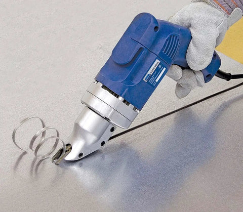 Heavy Duty Electric Metal Cutting Shears With Rotating Jaws Variable Speed 0 To 2500 Rpm rips through metal sheets with precision.