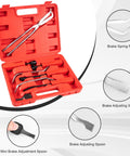 Drum Brake Tool Kit 8 Piece Pro Set with Brake Spring Pliers, Brake Spoon, and Spring Compressor in red case for GM chassis