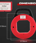NATGAI 100FT Fish Tape Hand Wire Puller, 1/8 Inch Wide By 1/16 Thick Rattlesnake Cable Guide in red with dimensions 12 inch/30cm