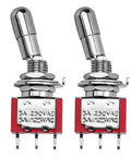 Two Pack SPDT Mini Toggle Switch 3 Pin 2 Position On On 5A 125V And 3A 250V Heavy Duty Marine Miniature Toggle Switch front view