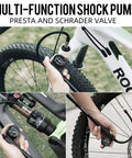 High Pressure Bike Shock Pump With 300 PSI Gauge For Rear Shocks And Suspension Forks Schrader And Presta Valve Compatible