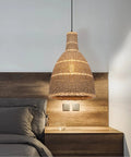 One Light Farmhouse Pendant Light In Natural Rattan And Seagrass, Hanging Ceiling Lamp For Dining Room And Bedroom, Cozy Rustic Vibe