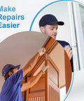 Installation of Bi Fold Door Top Guide Wheel Roller Set White Two Pack for folding closet sliding doors in progress by technician.