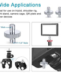 Heavy Duty 1/4 Inch Male To Male Tripod Screw Adapter 2 Pack Built Tough Aluminum Alloy Thread Converter for various devices.
