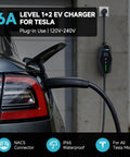 Straight Up Level 1 2 Electric Charger With 25 Foot Extension Cord And Slick Wifi App Tracking Etl Certified Dual Voltage Kit For No Sweat Tesla Nacs Hookups And Hassle Free Driveway Recharging Anytime You Hit The Road, installed on Tesla.