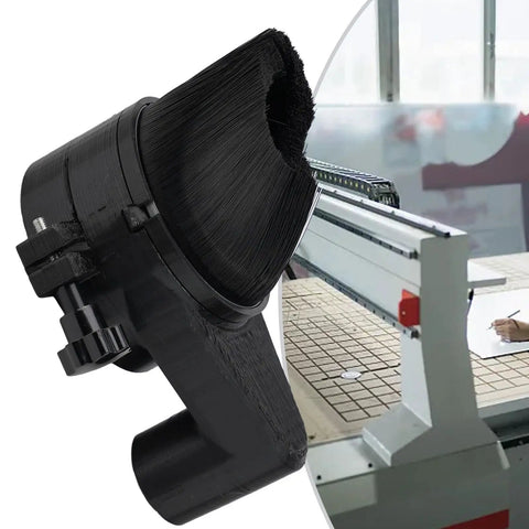 Straight Up CNC Spindle Brush Vacuum Cleaner Cover For 3018 Pro Router Milling Unit With Heavy Duty Debris Guard 52Mm 65Mm 80Mm Fit, black nylon bristle nozzle.
