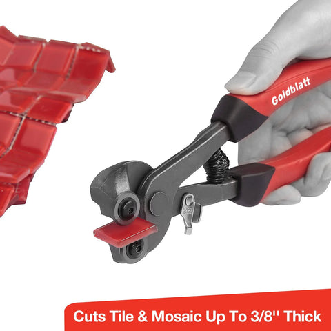 Tile nippers set by Goldblatt, 2-piece with red soft-grip handles for glass mosaic tile cutting
