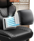 Close-up of lumbar support springs in a big and tall office chair with upgrade footrest for all day comfort.