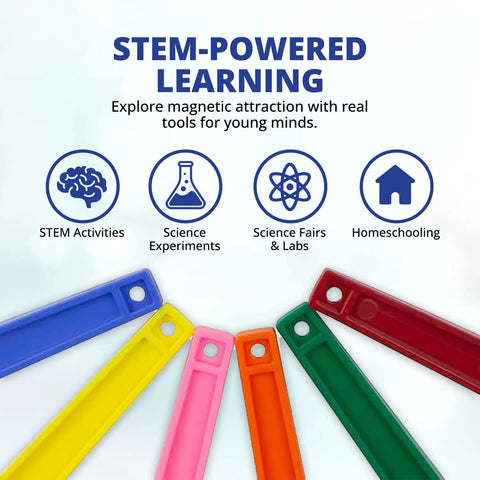 Color-Coded Magnetic Wands Set For STEM Learning, Hands-On Magnet Science Kit With 6 Wands For Classroom And Homeschool Experiments