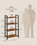 Workhorse Four Tier Bookshelf With Heavy Duty Steel Frame And Chill Rustic Vibe Industrial Storage Rack dimensions and weight capacity.
