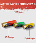 12 Gauge Shotgun Shell Holder With 3M Tape next to 10 and 20 gauge shells, showcasing durable PA12 design for secure quick access.