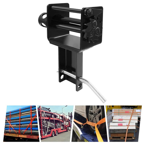Heavy Duty Trailer Stake Pocket Winch For Cargo Securing, 2-Hole Black Ratchet, 5400 Lbs Capacity, carbon steel build