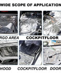 Badass Heavy Duty Heat Shield And Sound Deadening Insulation Mat For Street Car Hood Engine Roof Door Trunk 40 By 60 Inch Foam Core Aluminum Foil Blocker in various car applications including hood and cargo area.
