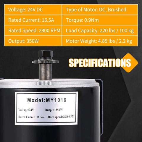 24V 350W Brushed DC Motor And PMA Generator, 3000 RPM Dual Purpose Electric Motor For E-Scooters, E-Bikes, Wind Turbines And DIY Power Projects, Quiet Air Cooled Aluminum Housing With Copper Coil