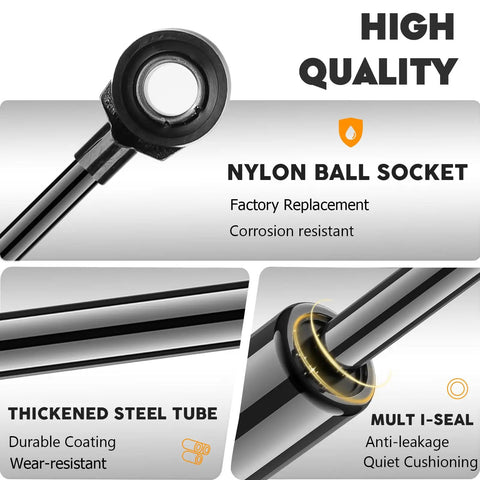 Close-up of nylon ball socket and steel tube of rear hatch lift supports for 1993-2002 Firebird and Camaro not convertible
