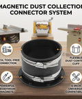 Xiuganpo 4 Inch Magnetic Dust Connector With Cuff For Shop Vac System Quick Connect Hose Fitting, showing flexible cuff and magnets.