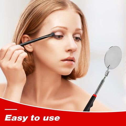 Woman using Three Pack Telescoping Inspection Mirror Extendable Mechanic Mirror With 360 Degree Rotatable Head Stainless Steel Round