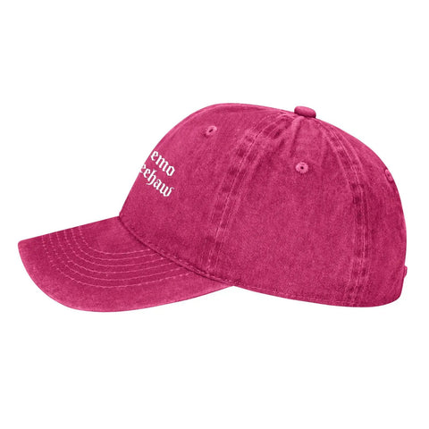 Dope Lil Bit Emo Yeehaw Style Hat For Women Adjustable Cap With Front Artwork in pink garment-washed fabric