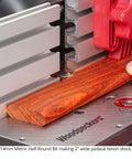 Top Shelf Half Round Router Bit Set Including 8 10 12 14 Mm Metric Heads And 1/2 Inch Shank With Two Flute Solid Carbide Construction For Killer Custom Loose Tenons Compatible With Festool Df700 Made In Usa, 14mm bit cutting padauk wood