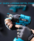 Cordless Impact Driver Kit With 21V Max Torque 1590 In-Lbs And 0-2500 RPM, 1/4 Inch Hex Chuck, hand holding tool