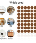 48 Pack Heavy Duty Brown Self Adhesive Felt Cabinet Door Pads Half Inch Diameter Round Furniture Glides on various furniture.