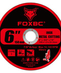 Heavy Duty 6 Inch Cut Off Wheels For Metal And Stainless Steel 25 Pack 7 8 Arbor Type 1 angle grinder blade with clear labeling.