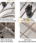Heavy-Duty Stainless Steel Sink Grid Protectors For Single Bowl Kitchen Sinks, close-up details showing rust-resistant steel and rubber feet.