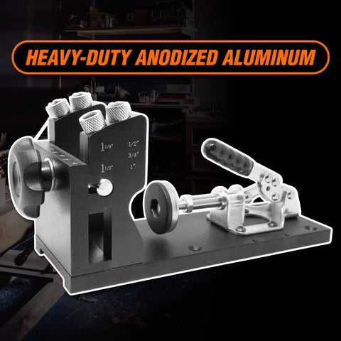 Pocket Hole Jig Kit For Woodworking With Metal Body, adjustable clamp, bench top ready, heavy-duty anodized aluminum, drill guides