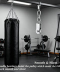 Stainless Steel Snatch Rigging Pulley Wheel Heavy Duty Rope Pulley Blocks With Carabiner For Rigging And Lifting Gym Equipment displayed