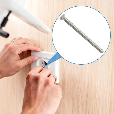 Built Like A Tank Cross Outlet Screws 6-32 X 2 Inch 304 Stainless Steel 30 Pack used in deep electrical box installation.