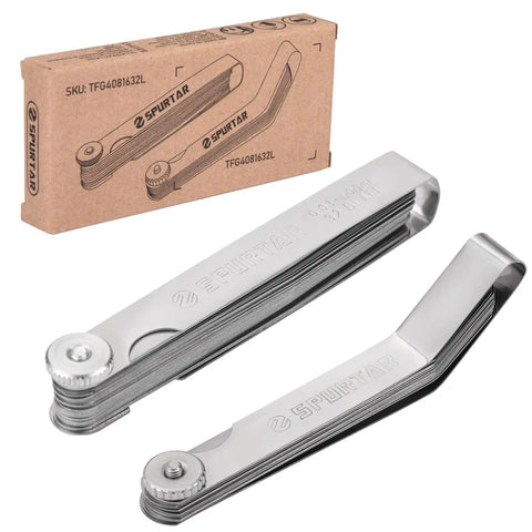 Feeler Gauge Set With 32 Tapered And 16 Offset Blades For Valve Clearance And Auto Maintenance, Ideal For Valves, Ignition, And Machinery Alignment, Measures 0.001 To 0.040 In (0.03 To 1.00 Mm) And 0.005 To 0.020 In (0.127 To 0.508 Mm), steel blades in case