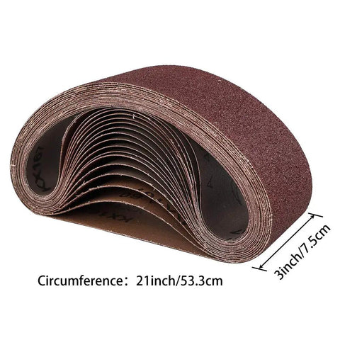 Pro Grade Aluminum Oxide Sanding Belt Set For 3x21 Inch Belt Sander coiled stack showing dimensions 75x533mm