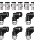 3/8 Inch Tube OD To 1/4 Inch NPT Push To Connect Pneumatic Fittings Kit, 12 Piece Set with Male Straight and Elbow Connectors
