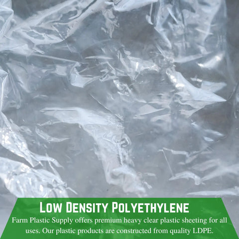 Heavy Duty 3 Mil Plastic Sheeting Roll With White Finish Measuring 3 By 100 Feet, clear LDPE material showing texture.