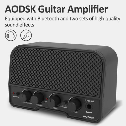 AODSK Guitar Amplifier with controls and Bluetooth, part of Electric Guitar Starter Kit With Amp And Full Accessories.