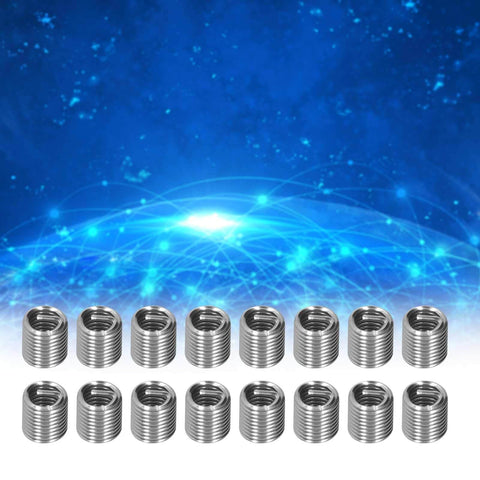 100 Pack M6 X 1 Thread Repair Inserts Stainless Steel Metric Thread Sleeves For Damaged Holes on blue abstract background