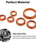 Orange Aluminum Alloy 6 Piece Switch Knob Set For Air Conditioning Headlights 4WD And Trailer Gear Covers For 2021 2022 2023 2024 2025 2026 Ford Bronco Interior Accessories Not For Bronco Sport displayed on white background showing durability with alloy image