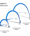 Two Pack Portable Two Point Five Foot Blue Soccer Goals For Kids With Quick Pop Up Setup Ground Stakes And Carrying Bag