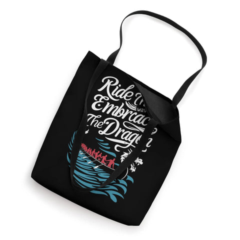 Racing Dragon Boat Tote Bag For Fans And Athletes A Bold Colorful Carryall Featuring Dragon Boat Festival Artwork with waves and text design