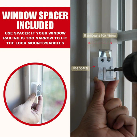 Installation of window spacer with Extendable Window Security Bar 14.25 to 37 Inches Heavy Duty Iron Easy Install Child Proof.