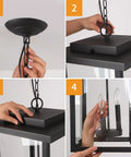 Outdoor Pendant Light Exterior Hanging Lantern In Matte Black With Clear Seeded Glass installation steps