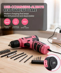 No Sweat Cordless Drill Driver Kit Featuring 62 Piece Precision Screwdriver Bit Set With Live Battery Percentage Display showing USB charging and battery indicator.