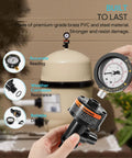 Front view of high-flow manual air-relief valve with pressure gauge for pool and spa filter